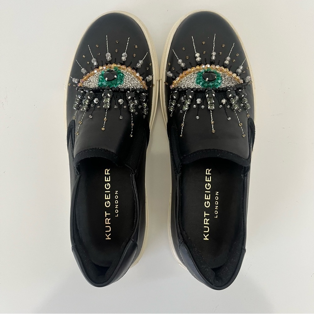 Kurt Geiger London Evil Eye Black Leather Slip On Sneakers EU 35 US 5 - Picture 8 of 13